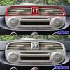 2pcs Red Carbon Fiber Car Center AC Vent Panel Sticker For Fiat 500 12 13 14 15