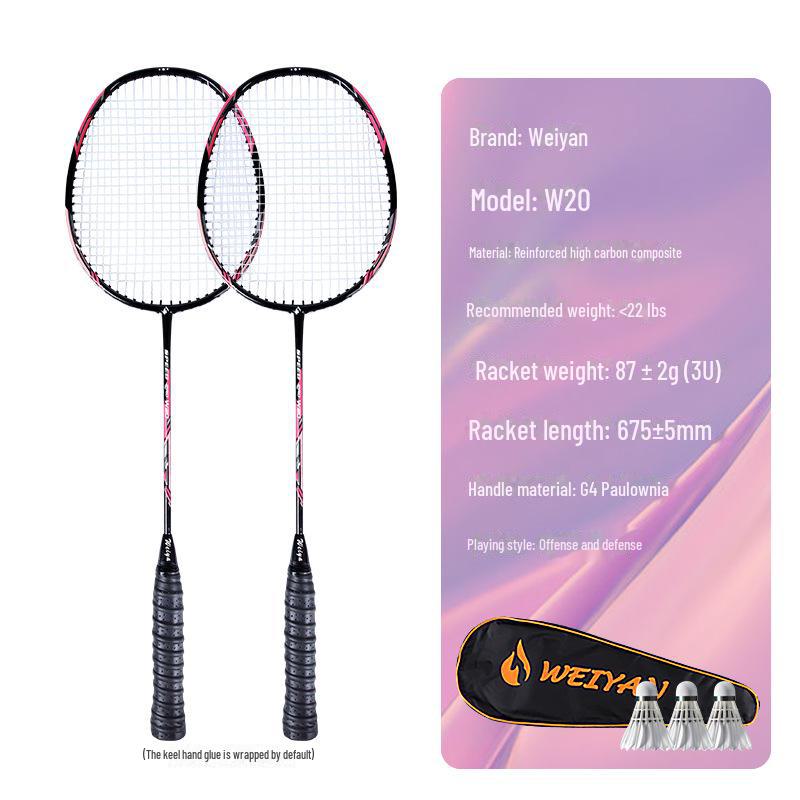 Set de rachete pentru badminton din fibră de carbon Weiyan: Aluminiu-Carbon Durabil, Pachet de 2, Antrenament pentru Adulți.