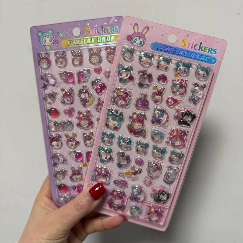New 2/4Pc Kawaii Blue Angel 3D Crystal Embossed Stickers Children'S Handbook Diy Mobile Phone Case Decoration Stickers Toy Gifts