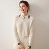 Women's Contrast Color Cashmere Polo Neck Sweater - Autumn & Winter Collection