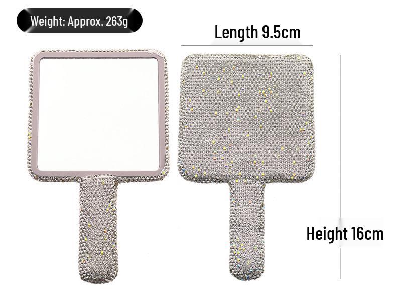 High-Quality Heart-Shaped Crystal Handle Rhinestone Makeup Mirror