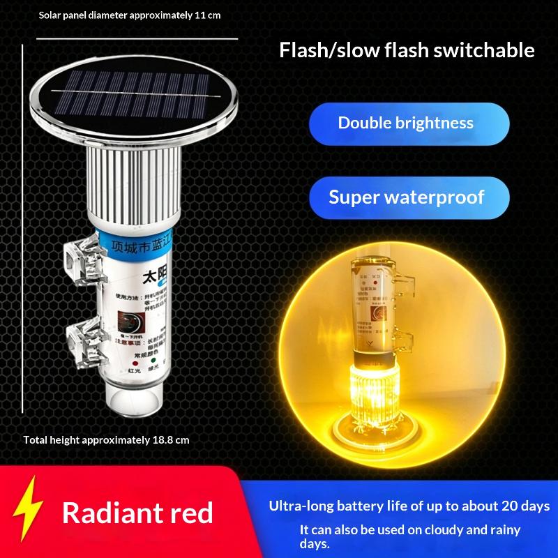 Solar Powered Fishing Net Marker Light Waterproof 20Days Long Standby For Marine Warning
