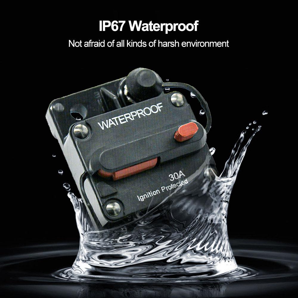 

Автоматический выключатель AMP 30/40/50A, двойной аккумулятор, IP67, водонепроницаемый, 12 В, 24 В, ручной сброс, автомобильный автоматический выключатель 30A