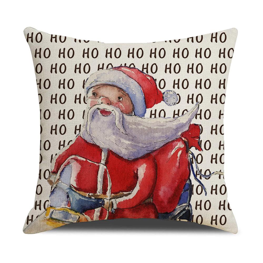 Christmas Pillow Cover New Linen Cartoon Black Print Holiday Home Sofa Cushion Cover