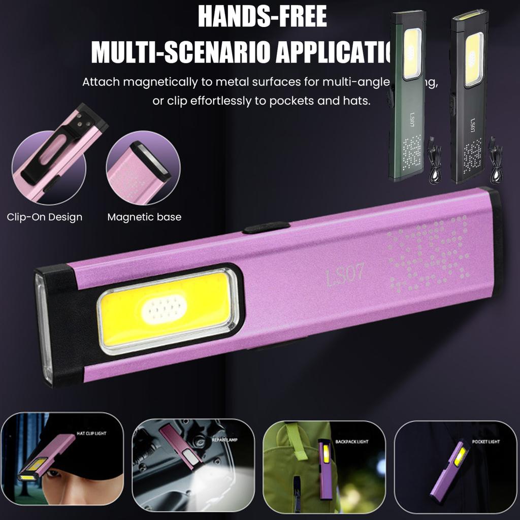 COB LED Flashlight Portable Mini Torch Light Pocket Lantern Flood Work Light With Magnetic & Clip Camping Emergency Flashlight