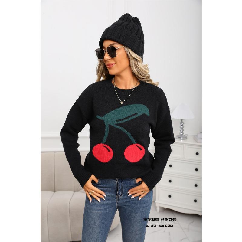 Die neue Herbst- und Winter-Damenkollektion bietet einen niedlichen Kirsch-Valentinstag-Strickpullover, der lässig, vielseitig und modisch ist.