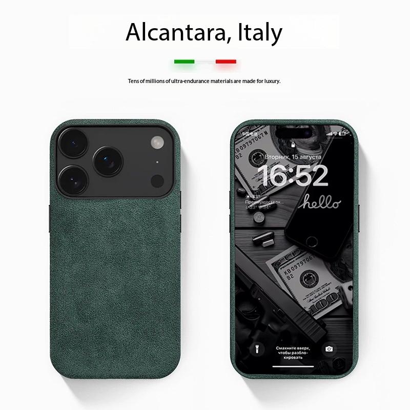 Real Italy Alcantara Magsafe Case for iPhone 17 Pro Max Air Premium Magnetic Cover Suede Leather Cases for iPhone 16 17 Pro Max