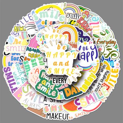 51 Gülümseme Yüz Her Gün Grafiti Çıkartmaları Kişilik İngilizce Cümleler Dekoratif Cep Telefonu Kılıfı Su Bardağı Çıkartmaları