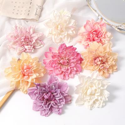 1/3 Peças Flor Artificial Dália 12cm Borda Queimada Cabeça de Flor Falsa Decoração de Quarto Festa no Jardim Flor de Lapela Decoração de Mesa de Casamento