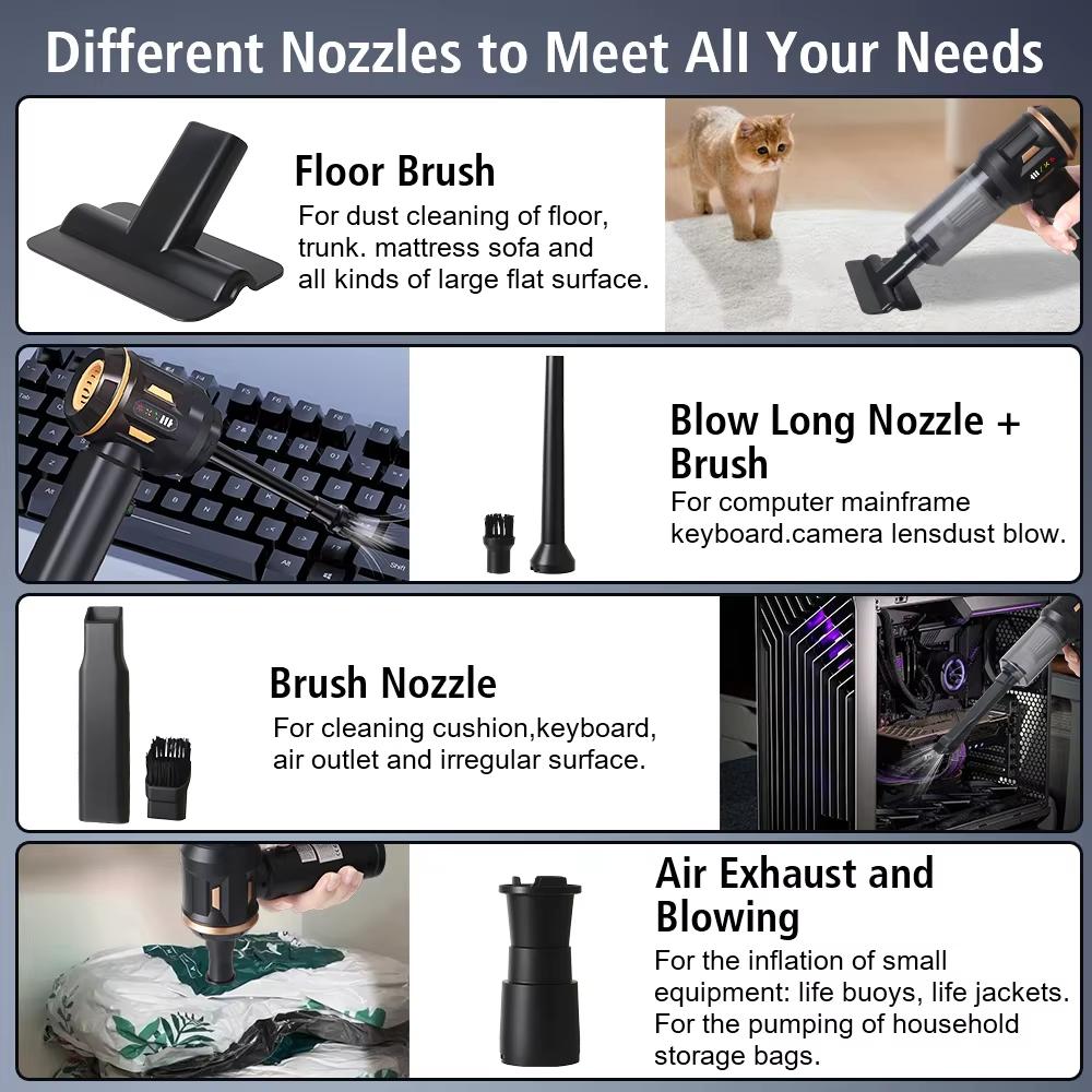 New Car Vacuum Cleaner 998000PA Cordless Powerful Portable Mini Car Vacuum Cleaner for Home Handheld Blower Car Cleaner