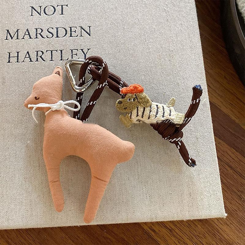 Plyšová hračka medvěd klíčenka kreslený králík/pes měkká vycpaná panenka přívěsek kroužek na klíče od auta dekorace na batoh dárek pro dítě