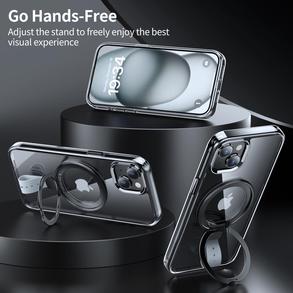 For iPhone 14 Case Compatible with MagSafe Hard PC Clear Phone Cover Ring Holder