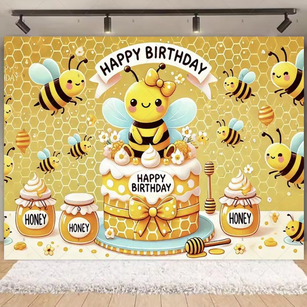 Cartoon Little Bee Theme Background Kids Birthday Party Decoration Honey Sunflowers Daisy Backdrop Newborn Baby Shower Supplies