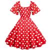 Women's Retro Travel Hem Short Sleeve Polka Dot Mid-Length Hem Dress