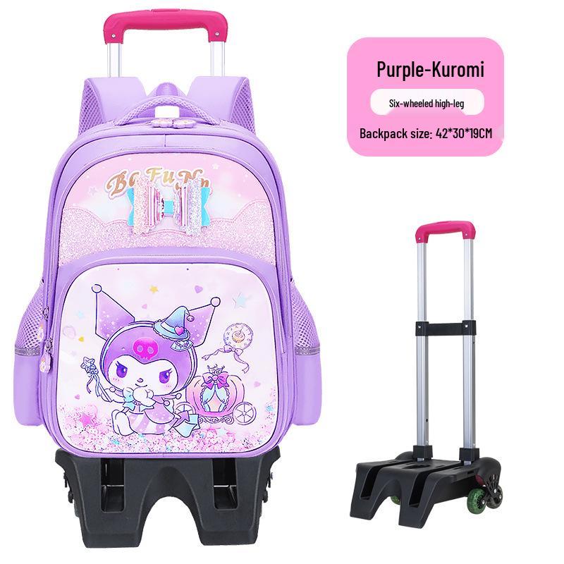Lightweight Trolley Schoolbag for Primary School Girls - Large Capacity Backpack for Grades 1-6