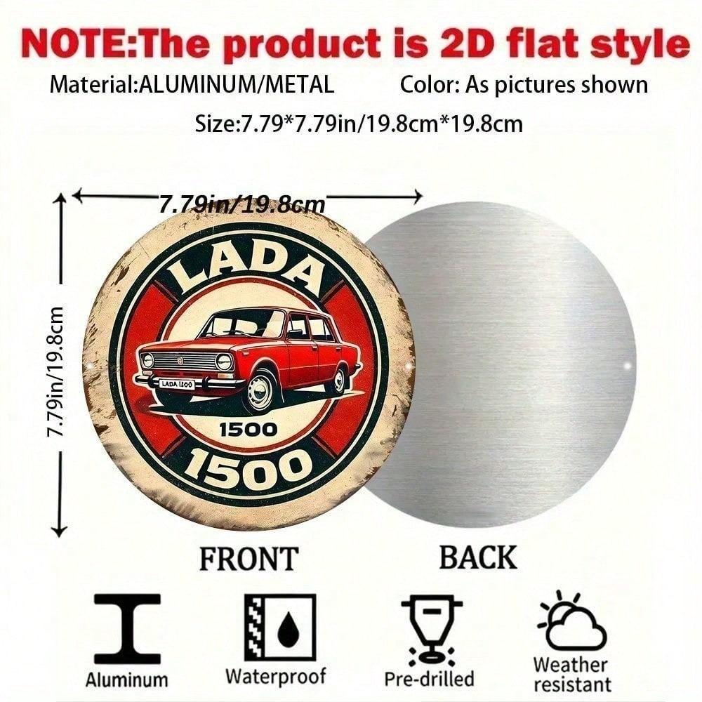 Vintage Lada 1500 Metal Tin Sign 8x8 Soviet USSR Retro Wall Art Decor for Garage