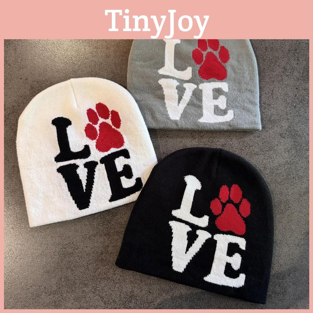 Dog Paw Letter Pattern Neutral Casual Warm Knitted Hat For Fall And Winter