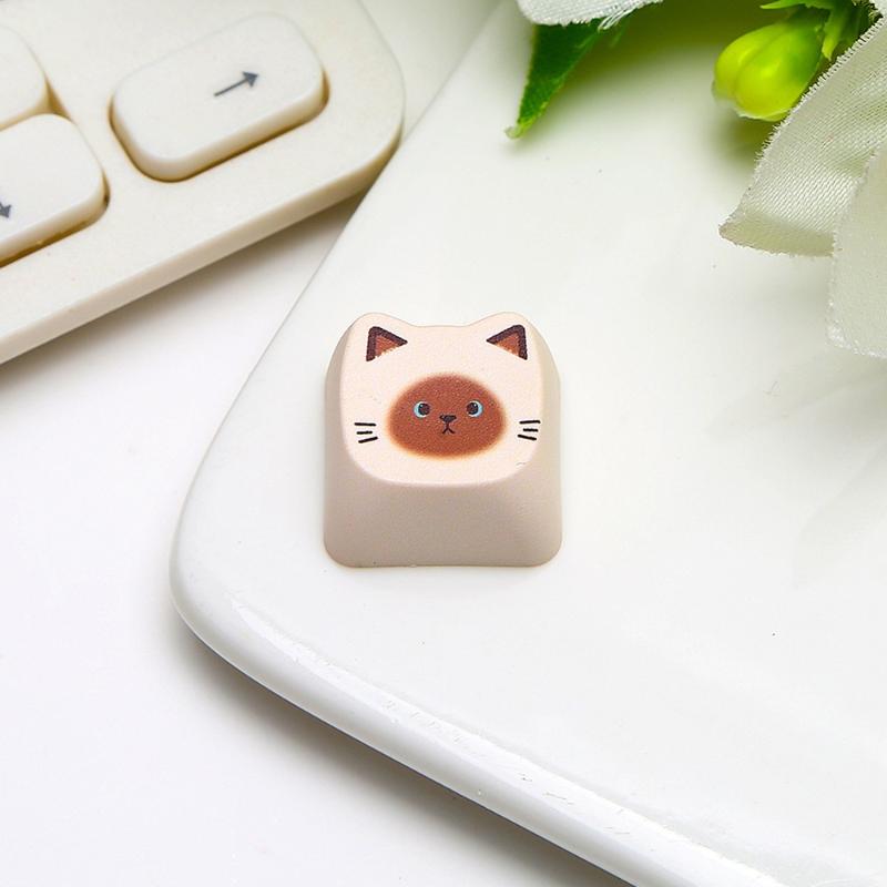 5/10Pcs Cute Kawaii Animal Keycaps Adorable Cartoon Design Comfortable Touch For Mechanical Keyboard Custom Desktop Decor