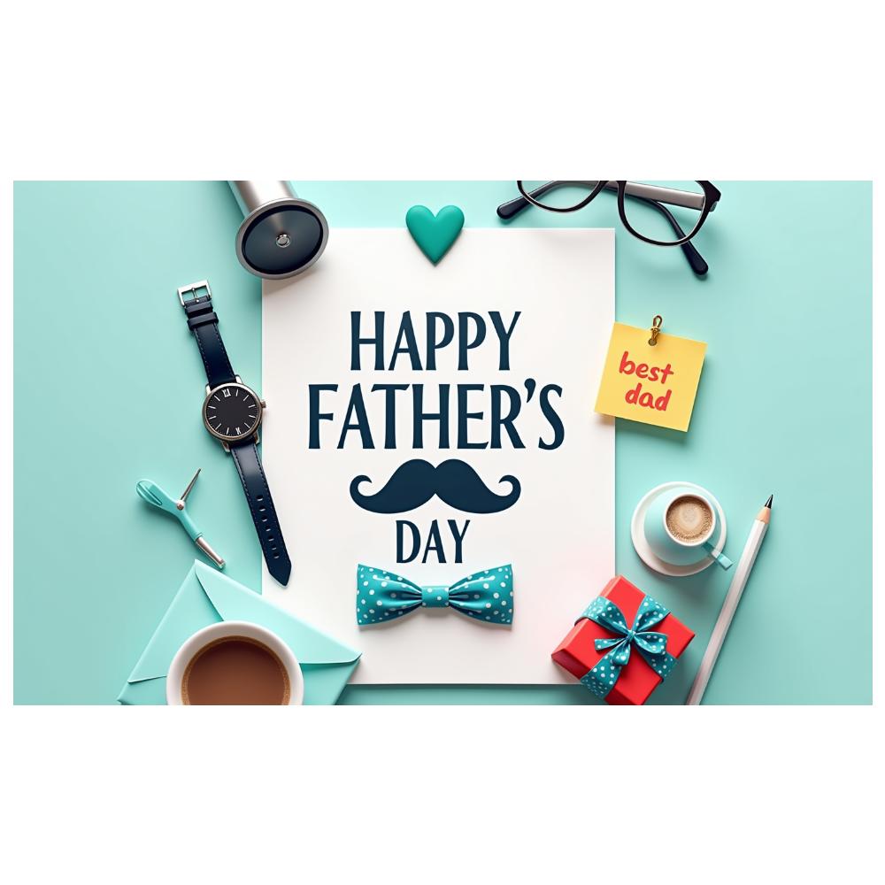 Heart Shape Father's Day Decor Coffee Cup Father's Day Backdrop Stylish Glasses Pencil Dad Celebration Banner for Holiday Decor