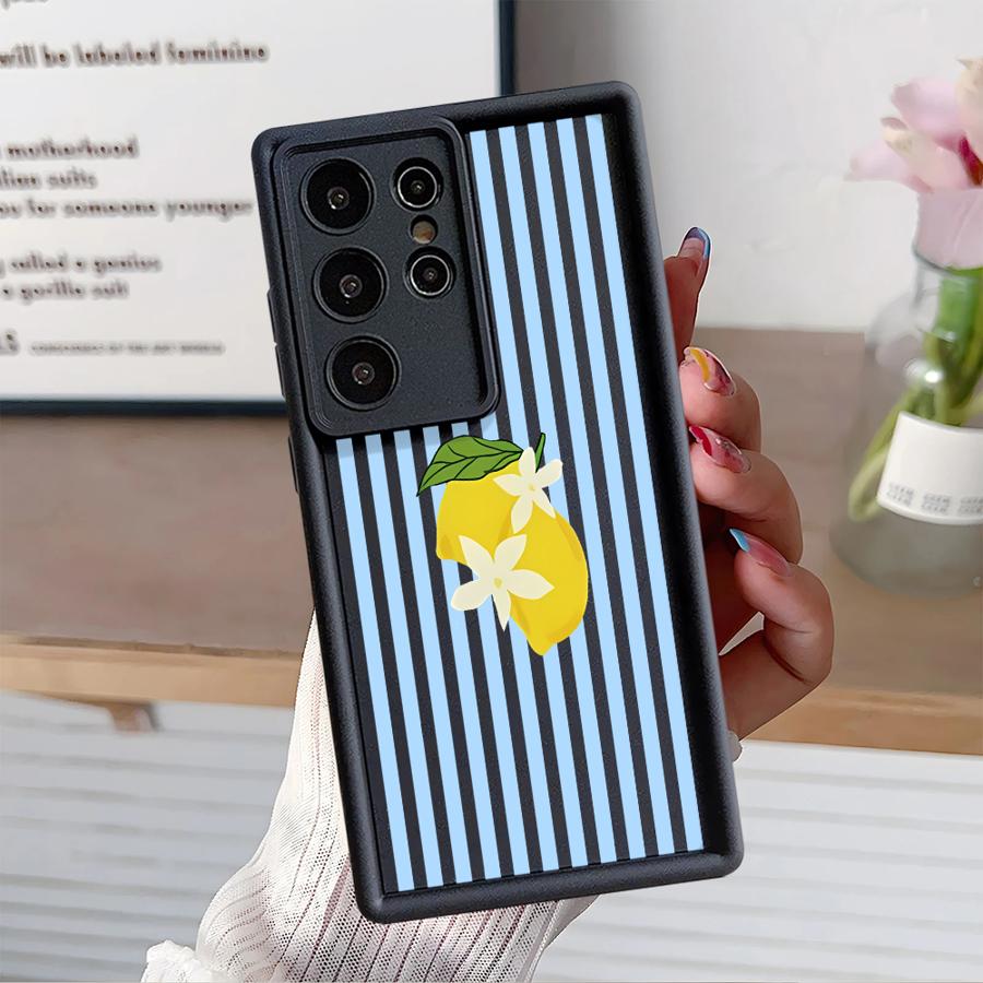 Lemon Cool Stripe Pattern Case for Samsung Galaxy S26 Ultra S22 S25 S23 FE S21 S24Ultra S25 Edge S24 Plus S20FE Phone Cover