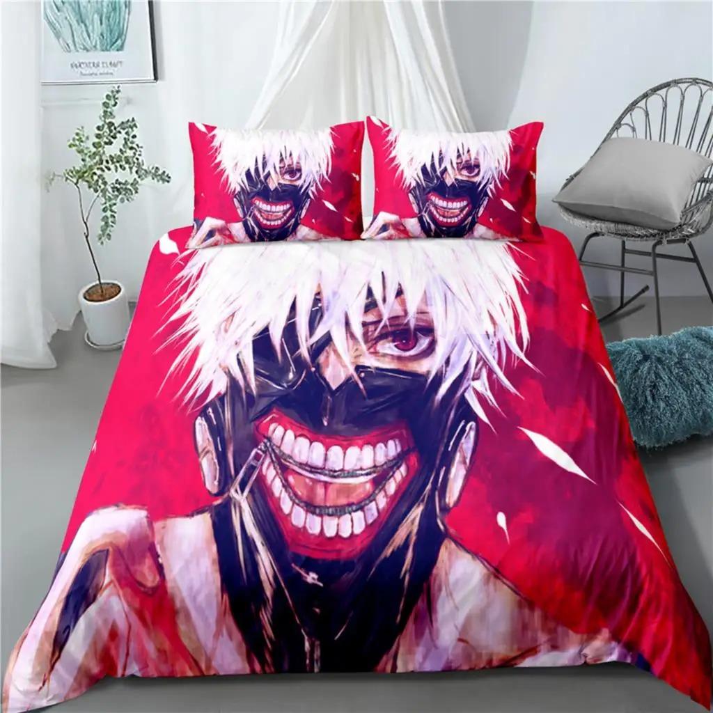Tokyo Ghoul Anime 3D Printed Bedding Set Duvet Cover Pillowcases Comforter Soft Bed Linen for Fans
