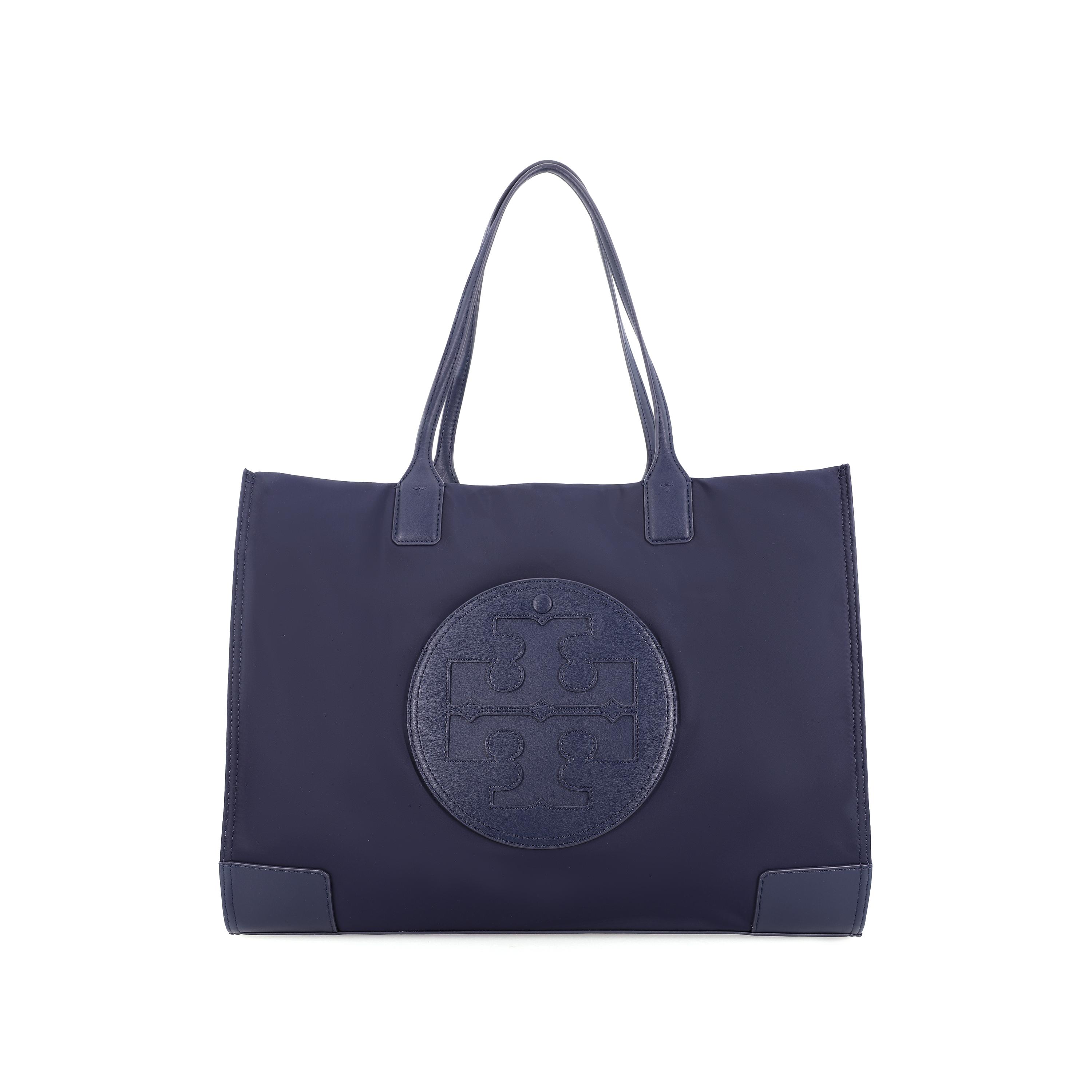 

Tory Burch TB Ella Spring Summer Commuter Large Capacity Synthetic Leather Tote Bag Women tote Navy-Blue 87116-405 Basic Set (Bag+Dust Bag)