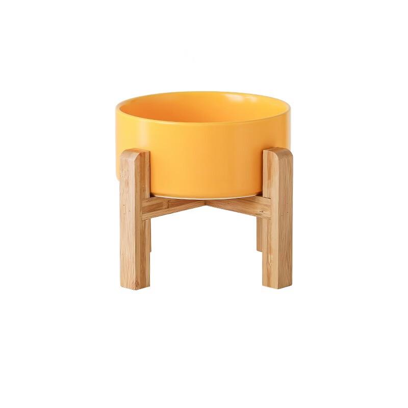 Minimalist Ceramic Noodle & Salad Bowl with Wooden Stand