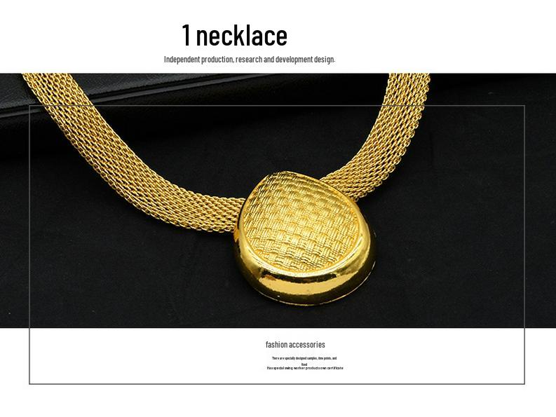 24K Dubai Gold Bridal Jewelry Set: Necklace, Bracelet, Earrings, Ring for African Women