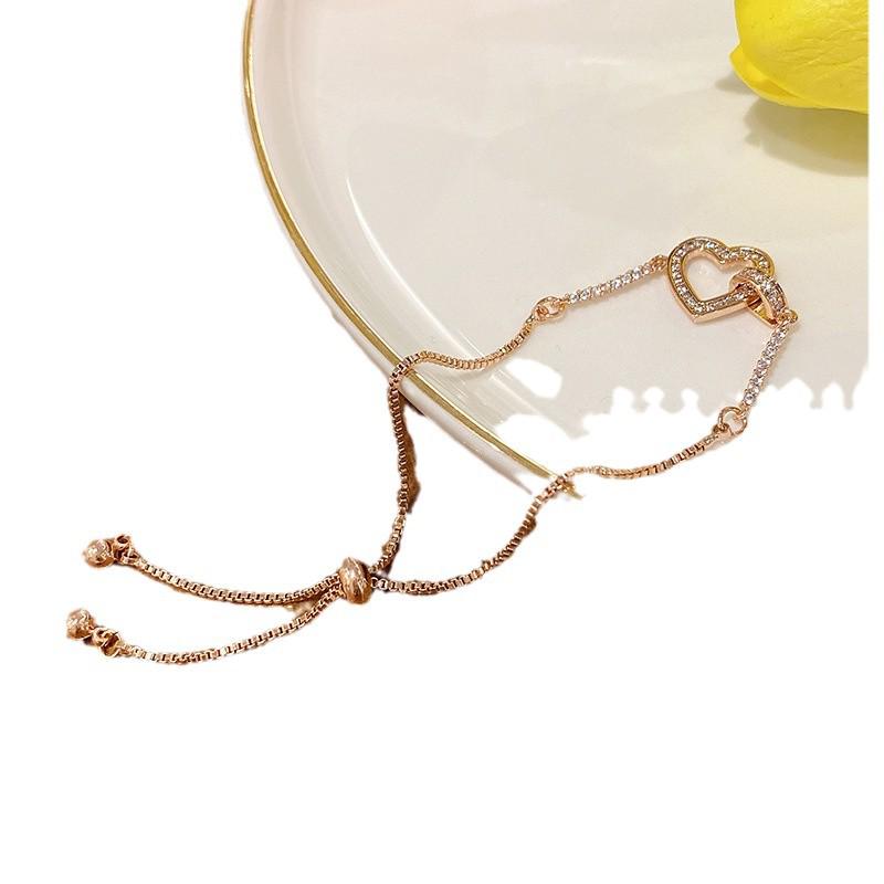 Brățară elegantă cu inimă pavată micro, care nu se decolorează, pentru femei - Bijuterii de mână minimaliste de înaltă calitate, ideale pentru cele mai bune prietene