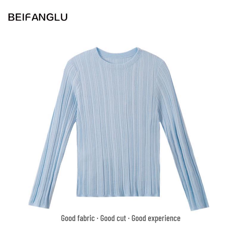 Northern Deer Spring Collection: Women's 73% Wool, 27% Mulberry Silk Ribbed Round Neck Knitwear