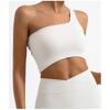 Fashion Export Cross-Border Yoga Vest Asymmetrical One-Shoulder Beauty Back Shoelace Nude Feel with Chest Pad Sports Fitness Top