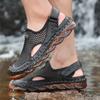 Summer New Men 'S Handmade Mesh Sandals  Classic Black Beach Sandals Fashion Casual Sports Outdoor Shoes Large Size