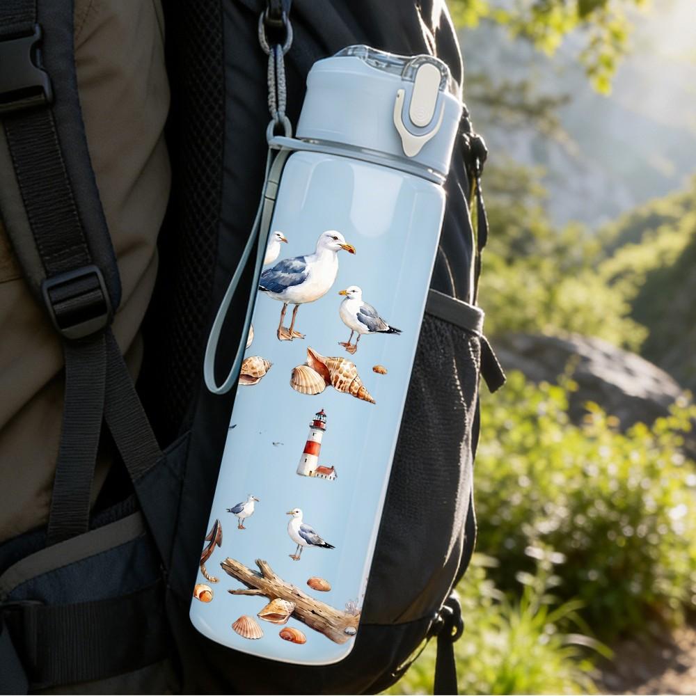 1PC Paper Airplane Flying Kids Pattern 750ml Color Plastic Sports Water Bottle Leakproof Flip Straw Lid Suitable for Sports Office Home Use