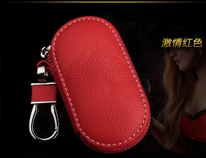 Men Key Holder Housekeeper Leather Car Key Wallets Keys Organizer Women Keychain Covers Zipper Key Case Bag Unisex Pouch Purse