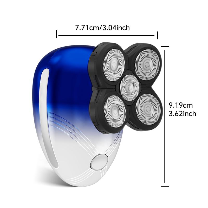 Men's Electric Shaver-5D Rotating Hair Clipper with Nose Bridge Stainless Steel Blade USB Rechargeable