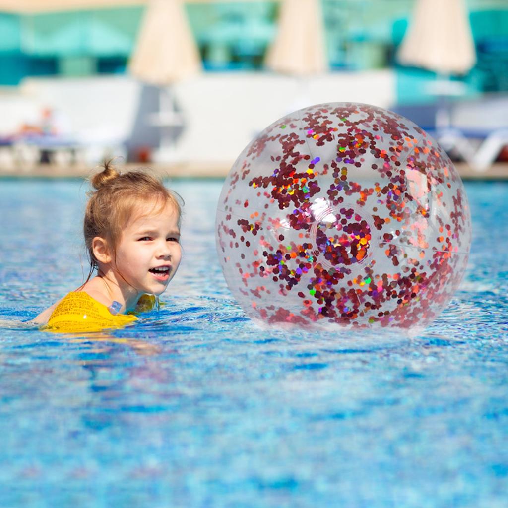Transparent PVC Inflatable Beach Ball Elastic Beach Ball Confetti Ball Pool Beach Outdoor Toys 5PC