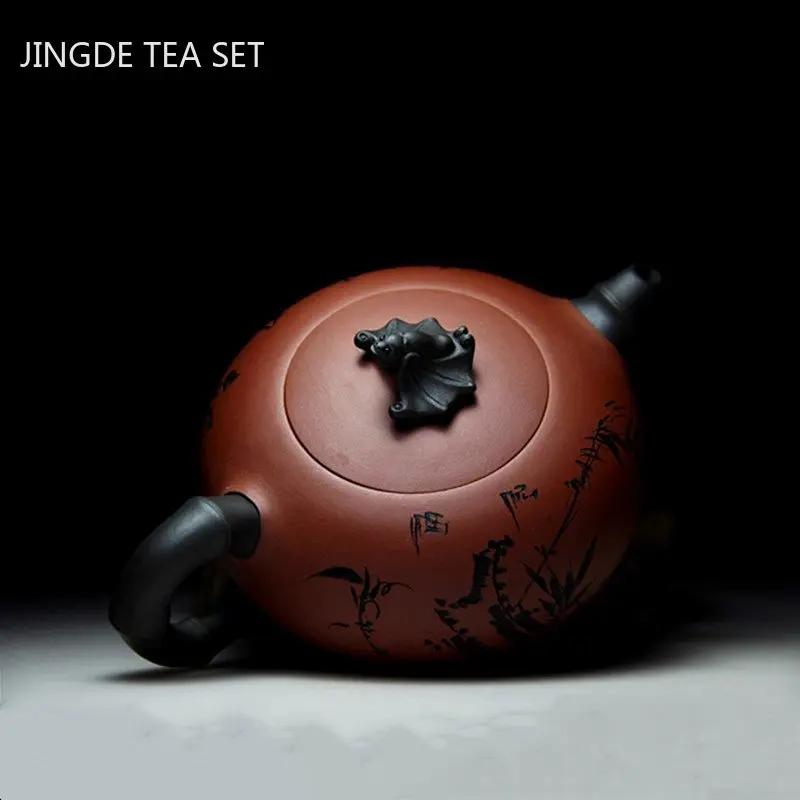 350ml Exquisite Yixing Lila Ton Teekanne Handgefertigt Roh Erz Schönheitstopf Haushalt Zisha Teezubereiter Chinesische Teezeremonie Zubehör