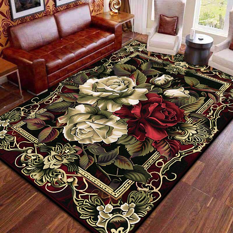 

Красные Ретро Ковры Большой Площади Гостиная Европейская Декорация Дом Зона Дивана Ковер Великолепная Спальня Нескользящий Напольный Коврик Моющийся 200*250cm