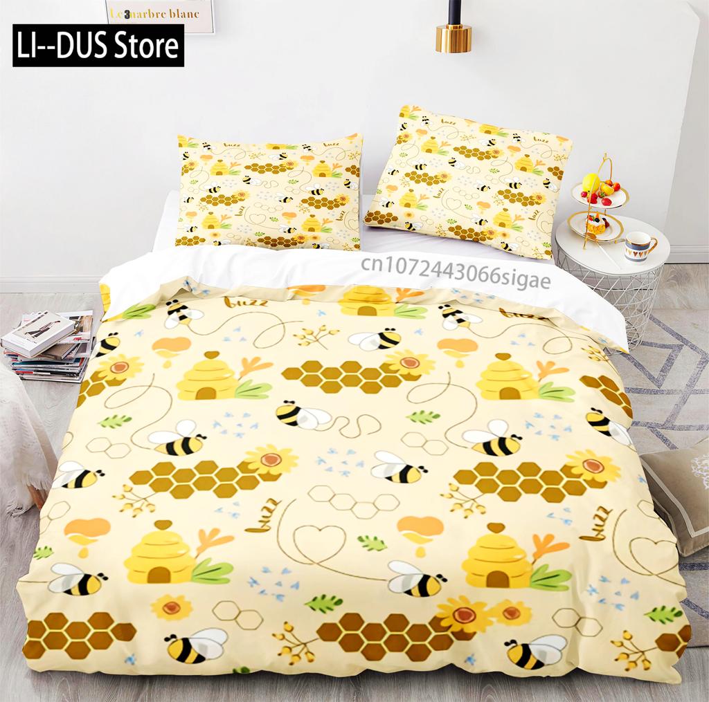 Hardworking Bee Bedding Set Single Twin Full Queen King Size Bee Bed Set Aldult Kid Bedroom Duvetcover Sets with Pillowcase