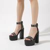 Fashion Summer Nightclub Pole Dancing Shoes Platform Shoes 14CM Party Rivet Ankle Strap Sandal Women Model Extreme High Heels Sandals
