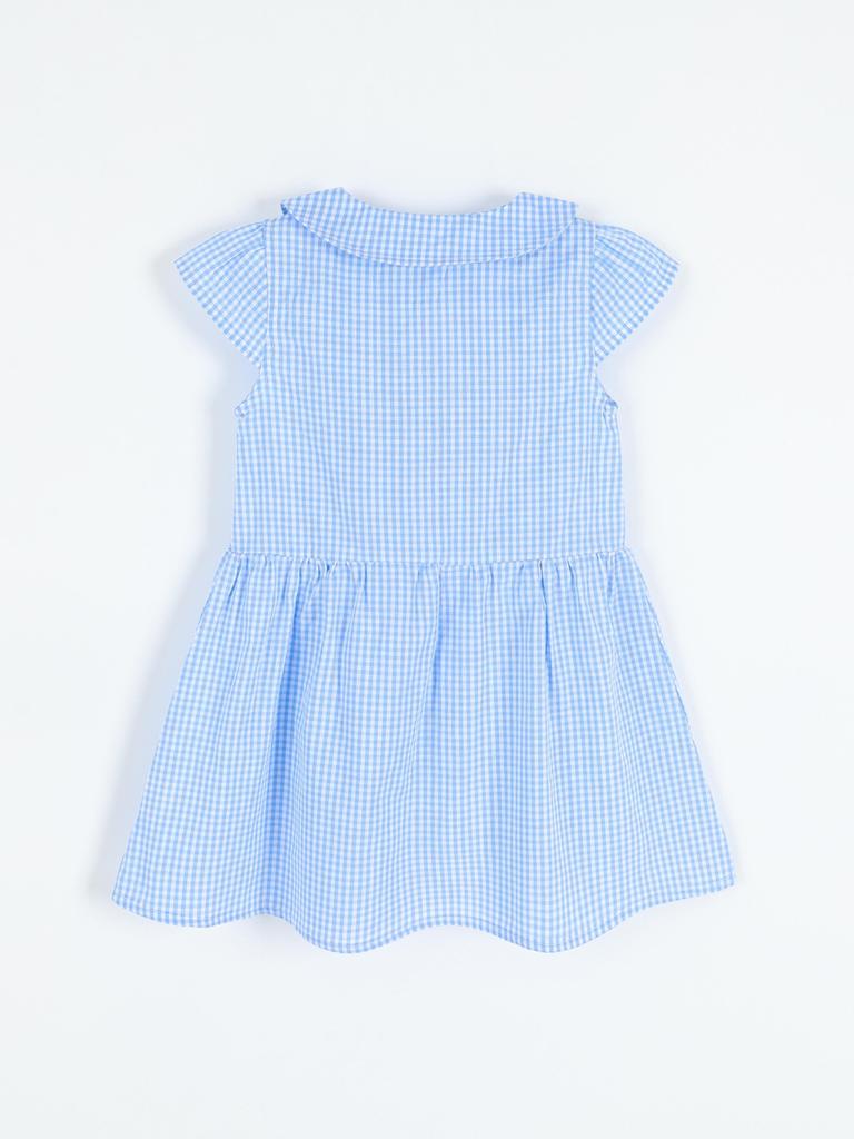 Toddler Girls College Style Stand Collar Bow Tie Short Sleeve Cotton Summer Dress