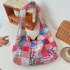 25 Corduroy plaid double-sided back shoulder bag large-capacity vest bag student class bag
