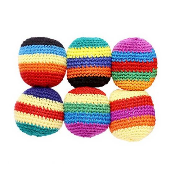 Hand Knitted Beanbag Balls Set Soft Filled Throwing Juggling Balls for Kids Adults Colorful Cotton Yarn Footbag for Coordination Outdoor Play