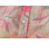 Autumn Pink Floral Shirt Linen Small Shirt French Literary Printing Shirt All-match Women