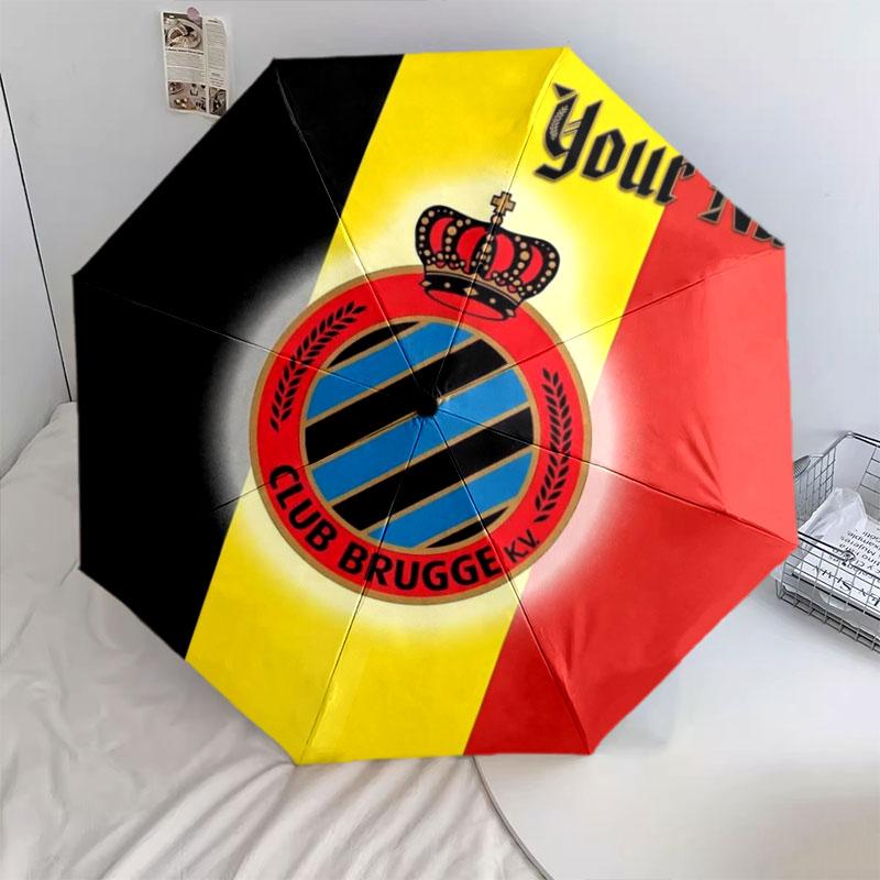 1 PC Automatic Folding Umbrella - Club Brugge KV Custom Name Pattern, Portable & Foldable Design with 8 Ribs, Christmas Birthday Gifts