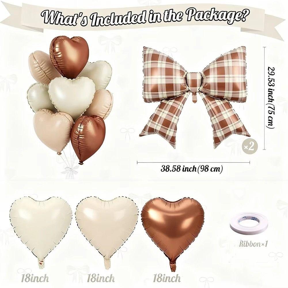 2Pcs /12Pcs New 18inch Bow Foil Balloon 38inch Cream Bow Aluminum Foil Balloons Brown Plaid Balloon Decoration Baby Shower