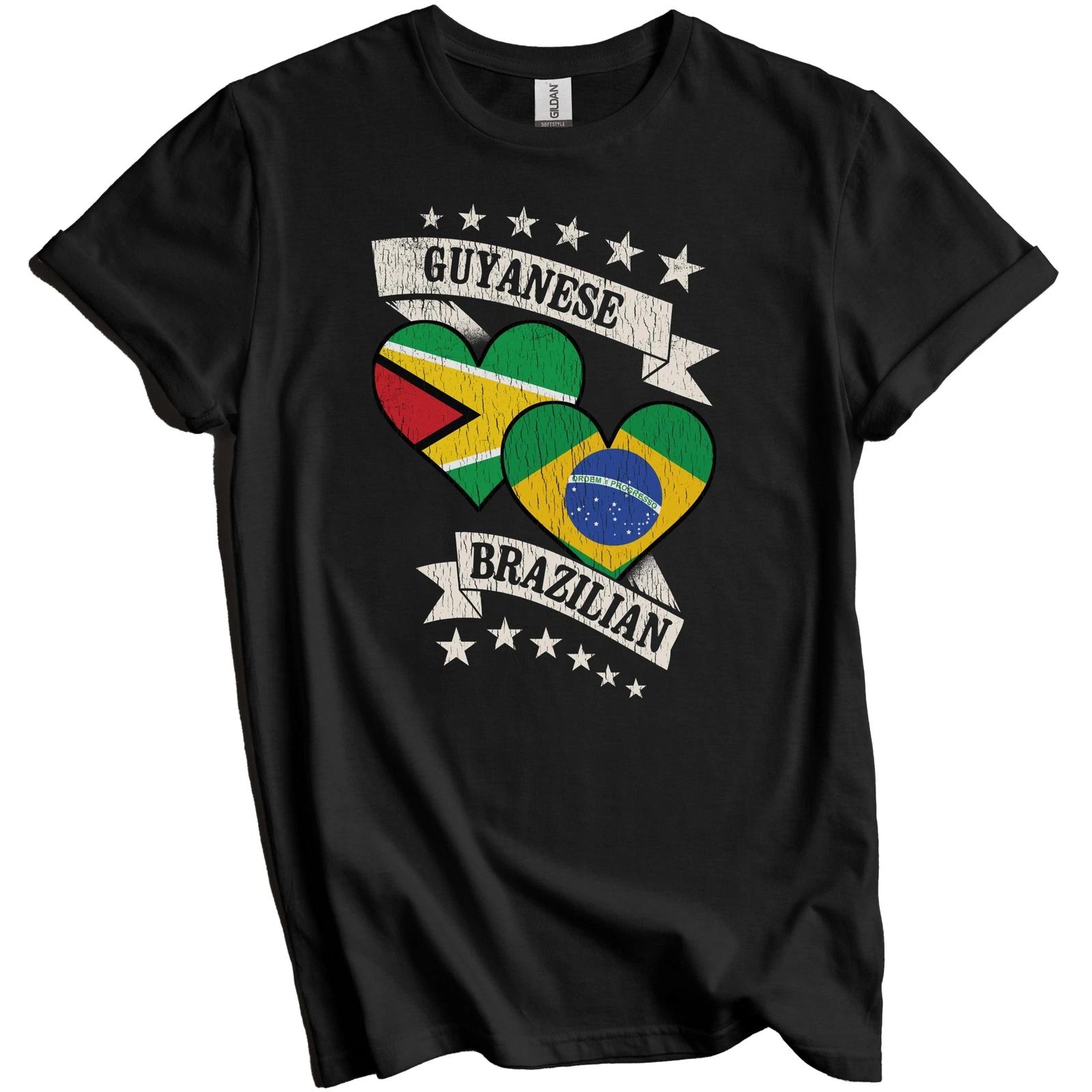 Guyanese Brazilian Heart Flags Guyana Brazil T-Shirt L