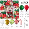 Kit Arche Ballons Verts de Noël Guirlande Ballons Rouge Blanc Or Décorations Fête d'Anniversaire Maison de Noël Canne en Sucre Globos Foil