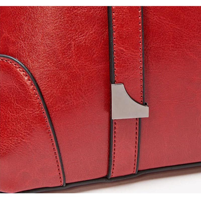 Women Shoulder Cross Body Handbag Top Handle Bag Genuine Leather Casual Designer Lady Female Oil Wax Cowhide Messenger Tote Bag