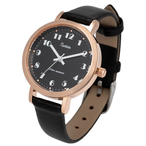 Fieldwork Women's Analog Watch with Leather Strap, Waterproof To 10 ATM, Black, WP Cape ST302-5